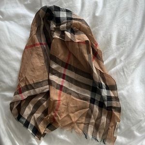 Burberry Lightweight Giant Check Wool & Silk Scarf